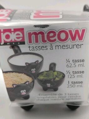 Joie Meow Black Cat Nesting Measuring Cups - 3 Piece Set